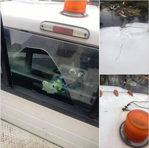Damage to truck from Hurricane Michael