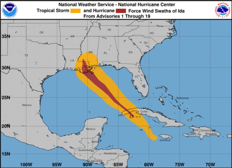 NHC wind swath Ida