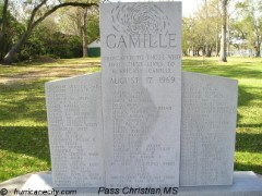 Camille Memorial in Pass Christian, Mississippi - Dedicated to those who lost their lives to Hurricane Camille - August 17, 1969